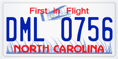 NC license plate DML0756