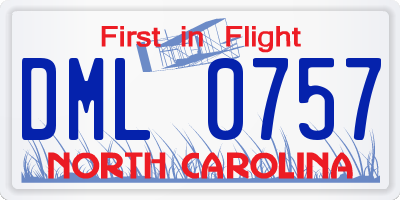 NC license plate DML0757