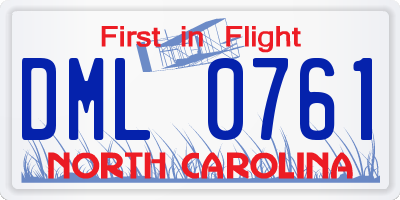 NC license plate DML0761