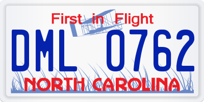 NC license plate DML0762