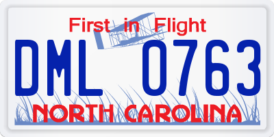 NC license plate DML0763