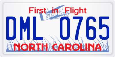 NC license plate DML0765