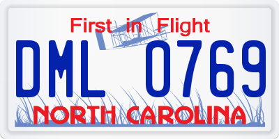 NC license plate DML0769