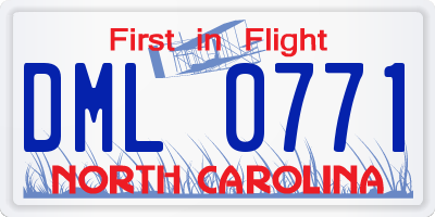 NC license plate DML0771