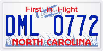 NC license plate DML0772