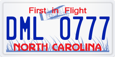 NC license plate DML0777