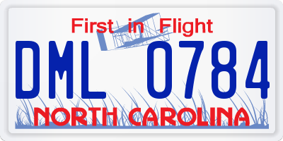 NC license plate DML0784