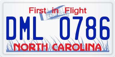 NC license plate DML0786