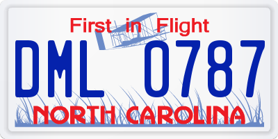 NC license plate DML0787