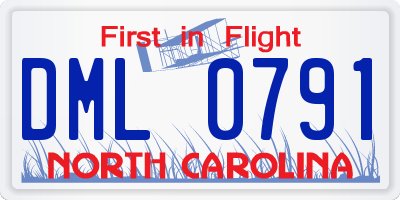 NC license plate DML0791