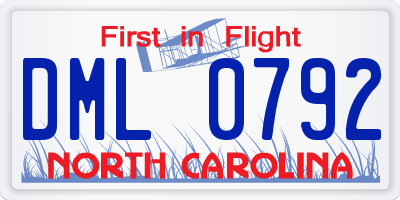 NC license plate DML0792