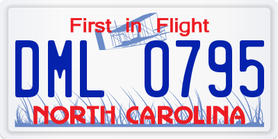 NC license plate DML0795