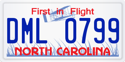 NC license plate DML0799
