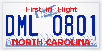 NC license plate DML0801