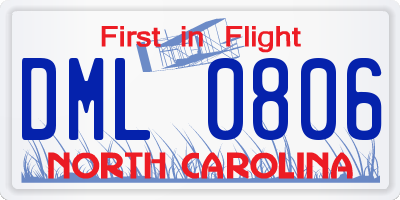 NC license plate DML0806