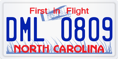 NC license plate DML0809