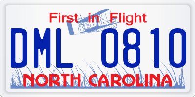 NC license plate DML0810