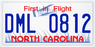 NC license plate DML0812