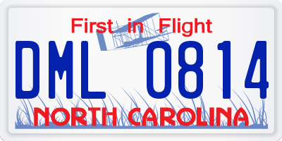NC license plate DML0814