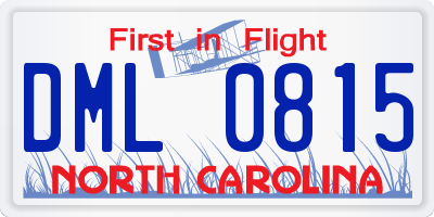 NC license plate DML0815
