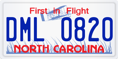 NC license plate DML0820