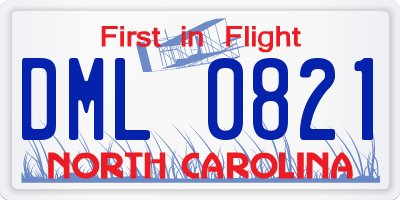 NC license plate DML0821