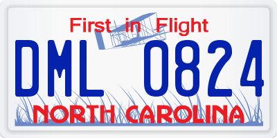 NC license plate DML0824