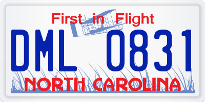 NC license plate DML0831