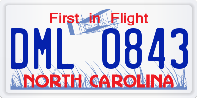 NC license plate DML0843