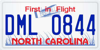 NC license plate DML0844