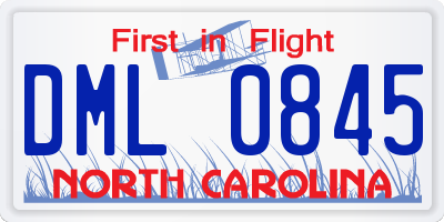 NC license plate DML0845