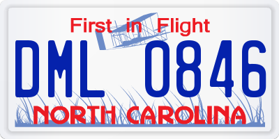 NC license plate DML0846