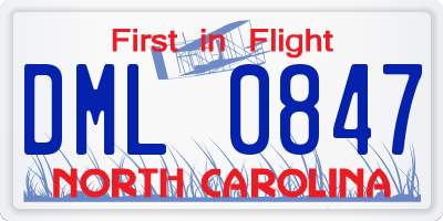 NC license plate DML0847