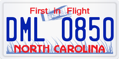 NC license plate DML0850