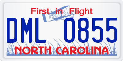 NC license plate DML0855
