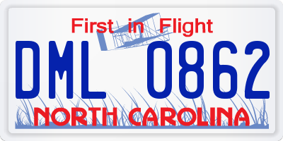 NC license plate DML0862