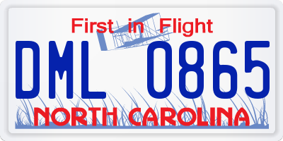 NC license plate DML0865