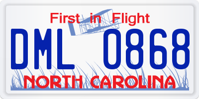 NC license plate DML0868