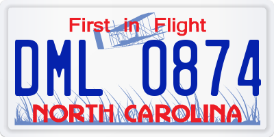 NC license plate DML0874