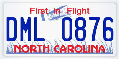 NC license plate DML0876