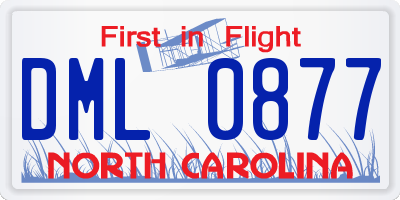 NC license plate DML0877