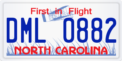 NC license plate DML0882