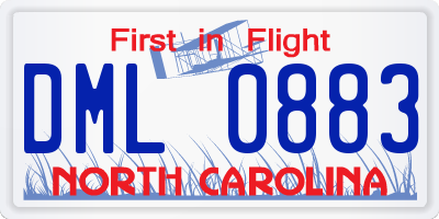 NC license plate DML0883