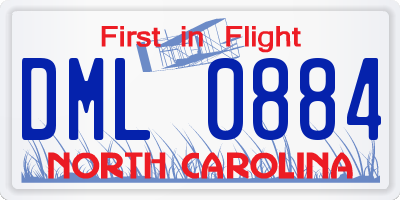 NC license plate DML0884