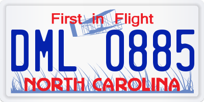 NC license plate DML0885