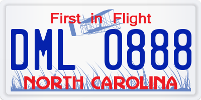 NC license plate DML0888
