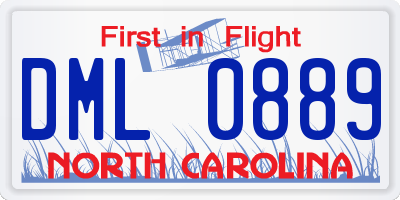 NC license plate DML0889