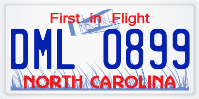 NC license plate DML0899
