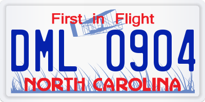 NC license plate DML0904