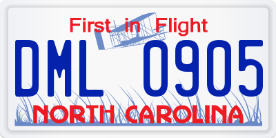 NC license plate DML0905